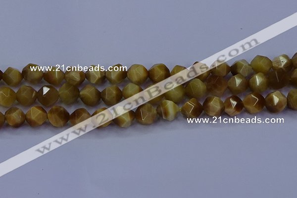 CTE1904 15.5 inches 12mm faceted nuggets golden tiger eye beads