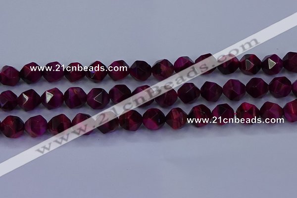 CTE1908 15.5 inches 10mm faceted nuggets red tiger eye beads