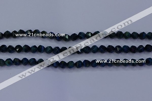 CTE1911 15.5 inches 6mm faceted nuggets blue tiger eye beads