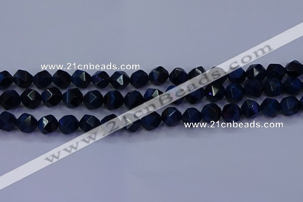 CTE1913 15.5 inches 10mm faceted nuggets blue tiger eye beads