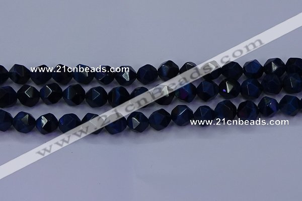 CTE1914 15.5 inches 12mm faceted nuggets blue tiger eye beads