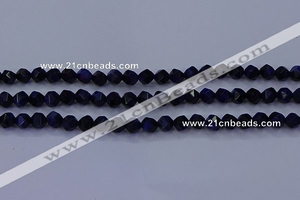 CTE1916 15.5 inches 6mm faceted nuggets blue tiger eye beads