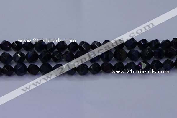 CTE1917 15.5 inches 8mm faceted nuggets blue tiger eye beads