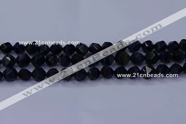 CTE1918 15.5 inches 10mm faceted nuggets blue tiger eye beads