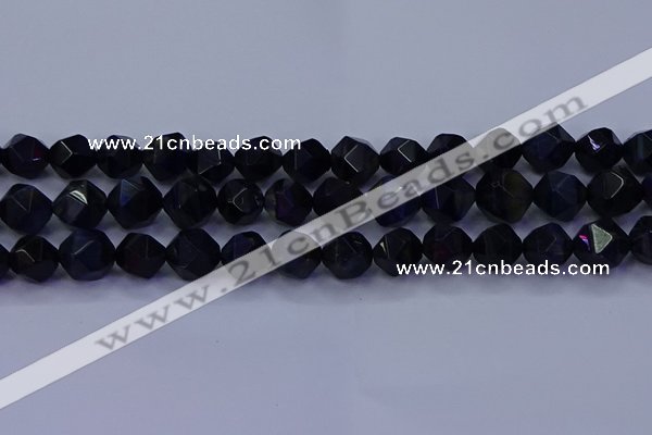 CTE1919 15.5 inches 12mm faceted nuggets blue tiger eye beads