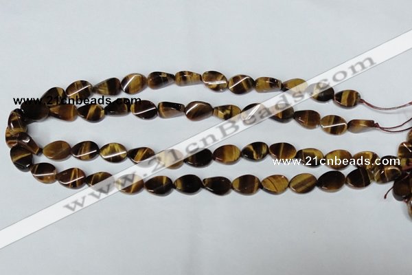 CTE192 15.5 inches 10*14mm twisted oval yellow tiger eye gemstone beads