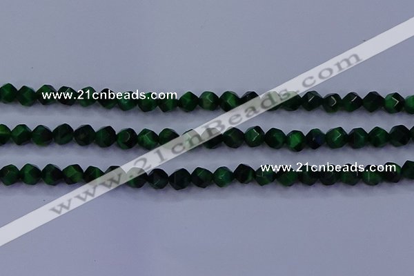 CTE1921 15.5 inches 6mm faceted nuggets green tiger eye beads