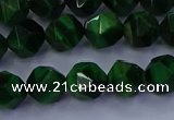 CTE1922 15.5 inches 8mm faceted nuggets green tiger eye beads