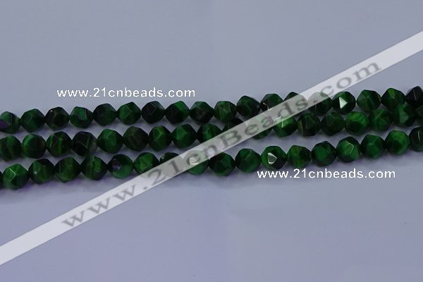 CTE1922 15.5 inches 8mm faceted nuggets green tiger eye beads