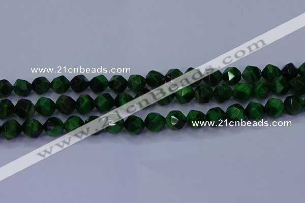 CTE1923 15.5 inches 10mm faceted nuggets green tiger eye beads