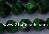 CTE1924 15.5 inches 12mm faceted nuggets green tiger eye beads