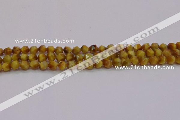 CTE1932 15.5 inches 8mm faceted nuggets golden tiger eye beads