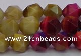 CTE1939 15.5 inches 12mm faceted nuggets mixed tiger eye beads