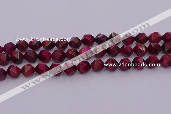 CTE1944 15.5 inches 12mm faceted nuggets red tiger eye beads