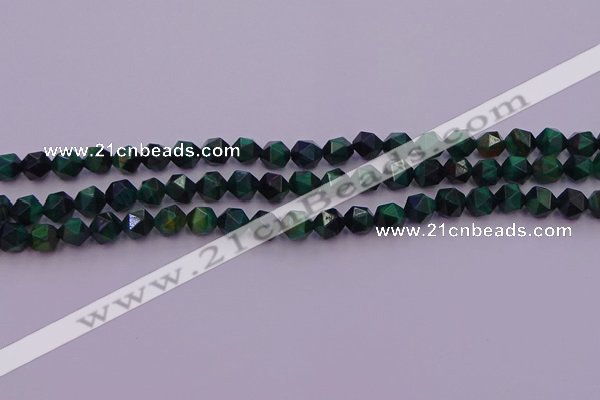 CTE1946 15.5 inches 6mm faceted nuggets green tiger eye beads