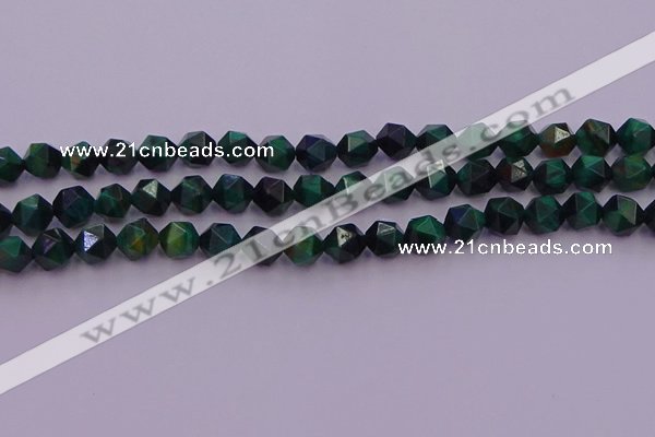 CTE1947 15.5 inches 8mm faceted nuggets green tiger eye beads