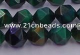 CTE1948 15.5 inches 10mm faceted nuggets green tiger eye beads