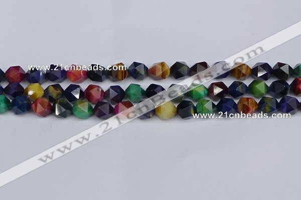 CTE1970 15.5 inches 8mm faceted nuggets mixed tiger eye beads