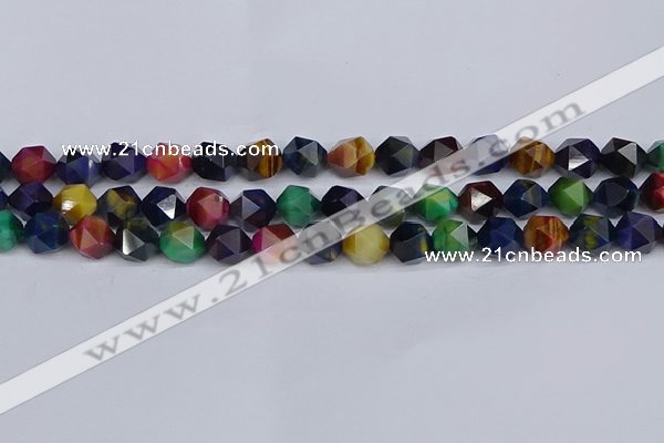 CTE1970 15.5 inches 8mm faceted nuggets mixed tiger eye beads