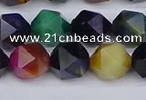 CTE1971 15.5 inches 10mm faceted nuggets mixed tiger eye beads