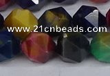 CTE1972 15.5 inches 12mm faceted nuggets mixed tiger eye beads