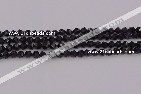 CTE1981 15.5 inches 6mm faceted nuggets blue tiger eye beads