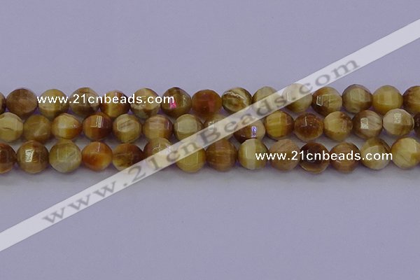 CTE1998 15.5 inches 10mm faceted round golden tiger eye beads