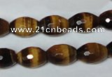 CTE208 15.5 inches 10*14mm faceted rice yellow tiger eye beads