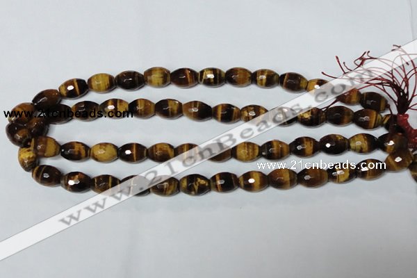 CTE208 15.5 inches 10*14mm faceted rice yellow tiger eye beads