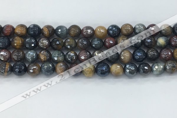 CTE2094 15.5 inches 8mm faceted round AB-color mixed tiger eye beads