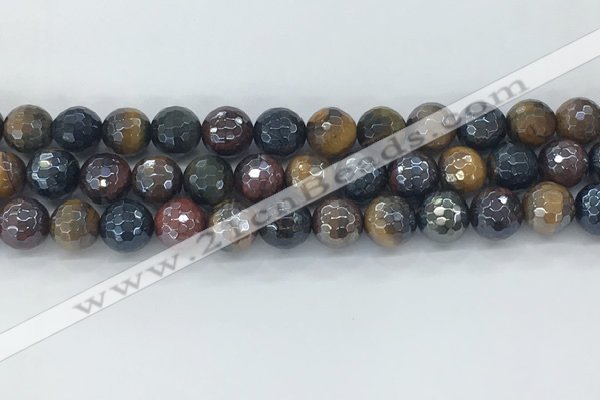 CTE2095 15.5 inches 10mm faceted round AB-color mixed tiger eye beads