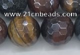 CTE2098 15.5 inches 16mm faceted round AB-color mixed tiger eye beads