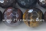 CTE2099 15.5 inches 18mm faceted round AB-color mixed tiger eye beads