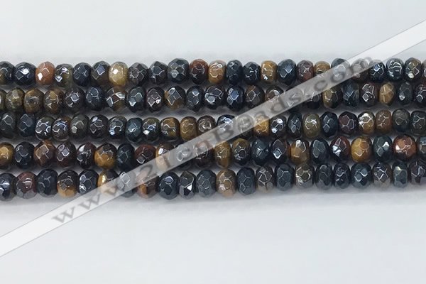 CTE2101 15.5 inches 4*6mm faceted rondelle AB-color mixed tiger eye beads