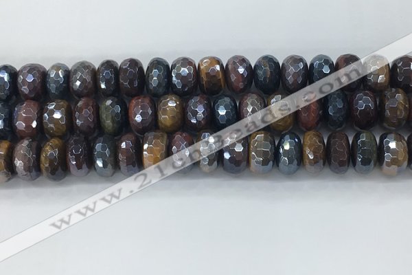 CTE2105 8*14mm faceted rondelle AB-color mixed tiger eye beads