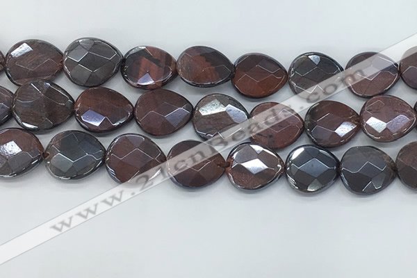CTE2116 17*20mm faceted flat teardrop AB-color red tiger eye beads