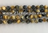 CTE2127 15.5 inches 10mm faceted nuggets golden & blue tiger eye beads