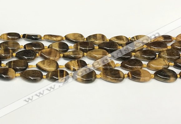 CTE2130 15.5 inches 13*18mm flat teardrop yellow tiger eye beads