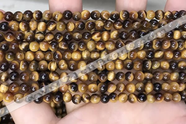 CTE2156 15.5 inches 4mm round yellow tiger eye gemstone beads