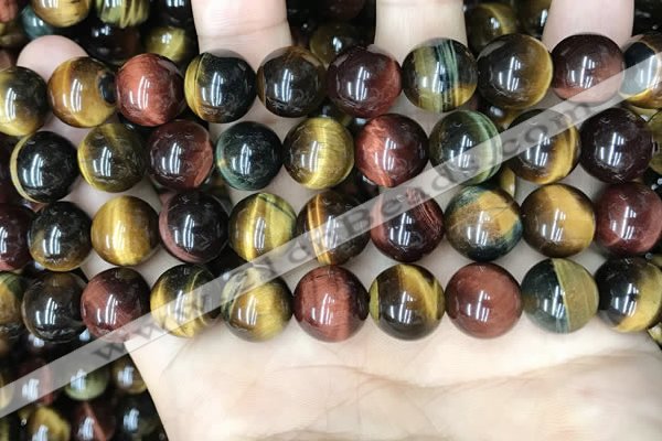 CTE2206 15.5 inches 16mm round mixed tiger eye gemstone beads