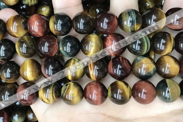 CTE2207 15.5 inches 18mm round mixed tiger eye gemstone beads