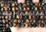 CTE2227 15.5 inches 8mm faceted round colorful tiger eye beads