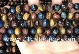 CTE2228 15.5 inches 10mm faceted round colorful tiger eye beads