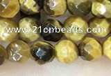 CTE2231 15.5 inches 4mm faceted round yellow tiger eye beads