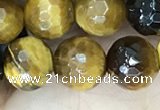 CTE2233 15.5 inches 8mm faceted round yellow tiger eye beads