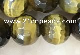 CTE2234 15.5 inches 10mm faceted round yellow tiger eye beads