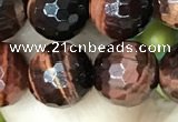 CTE2239 15.5 inches 10mm faceted round red tiger eye beads