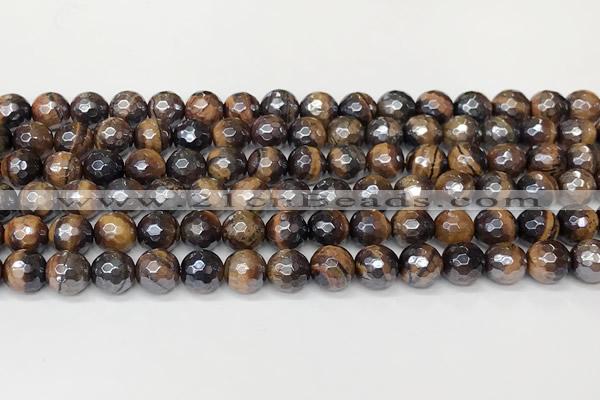 CTE2270 15 inches 6mm faceted round AB-color yellow tiger eye beads