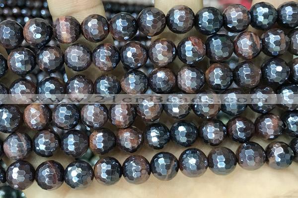 CTE2276 15 inches 8mm faceted round AB-color red tiger eye beads
