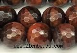 CTE2321 15 inches 8mm faceted round red tiger eye beads